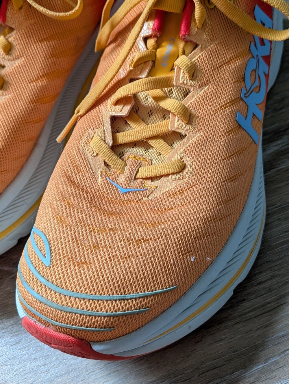 Hoka One One Bondi X Size 10 Fiesta Amber Yellow Athletic Running Shoe - Picture 4 of 11